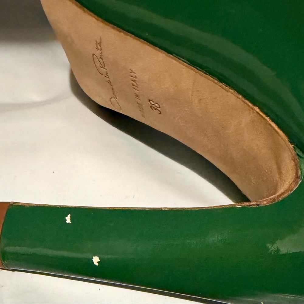 Oscar de la Renta Vintage Emerald Green Slingback Heels – Size 38 - Picture 11 of 11